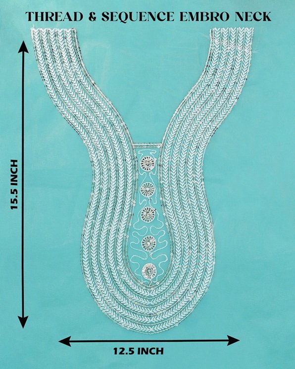 Thread & Sequence Embroidery Neck Design